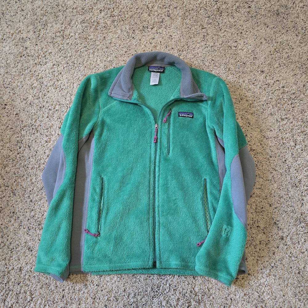 Patagonia Teal and Gray Fleece Jacket